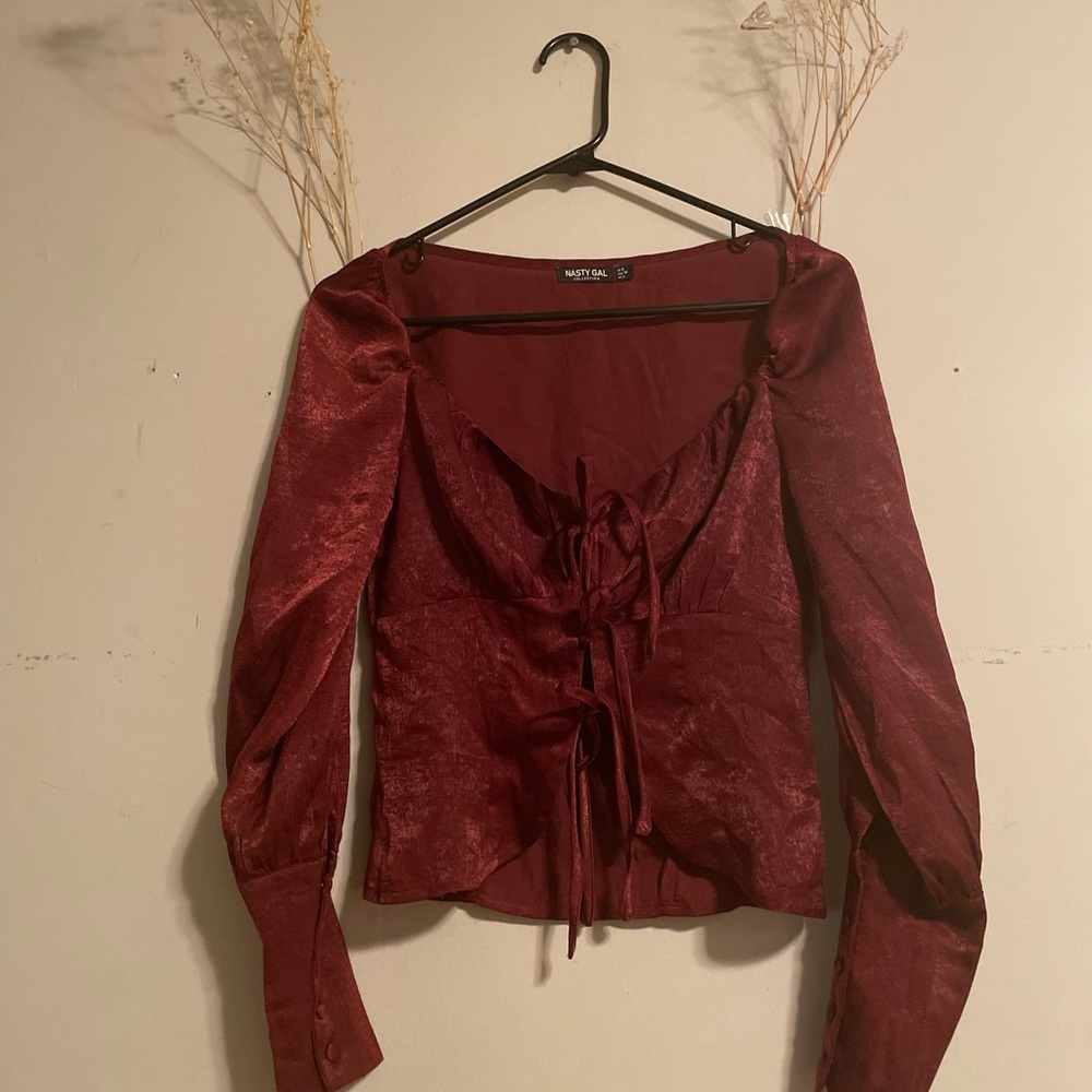 Burgundy Satin Blouse
